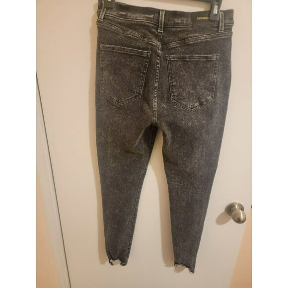 Express 8R Buttonfly Skinny High Rise Blackwash Jeans 28x28 Y2K Punk Grunge Rock - Picture 2 of 7